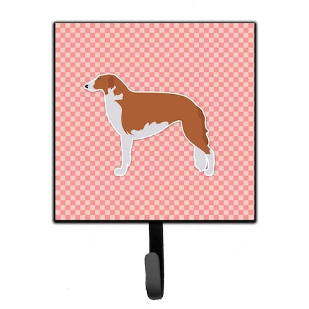 Jensendistributionservices Borzoi Russian Greyhound Checkerboard Pink Leash or Key Holder MI2087091